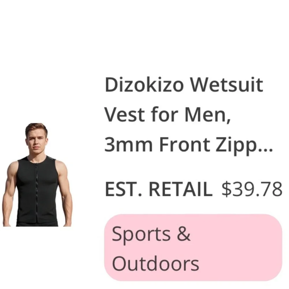 Dizokizo Wetsuit Vest Men S Black Excellent 3mm Neoprene Front Zip Sleeveless